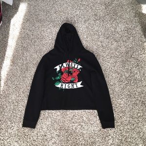 “Always Right” Black Cropped Hoodie
